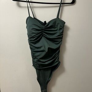 Express Green Ruched Bodysuit